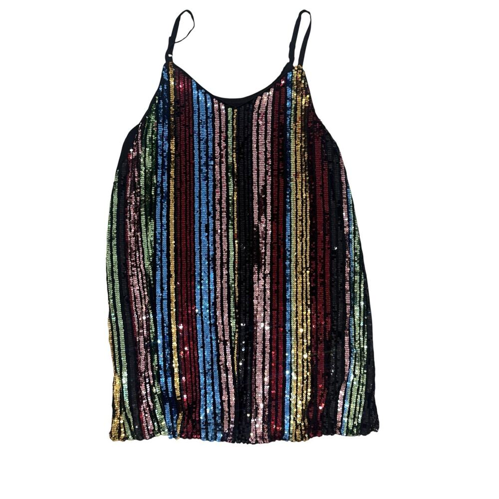Torrid 4 sequin multicolor striped mini dress metallic D3 3582